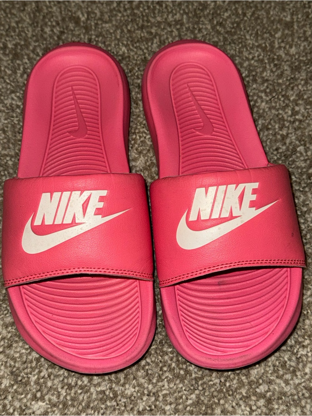 Nike Hot Pink Slides with White Logo